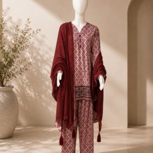3-Piece set Lawn Ajrak Inspired Design
